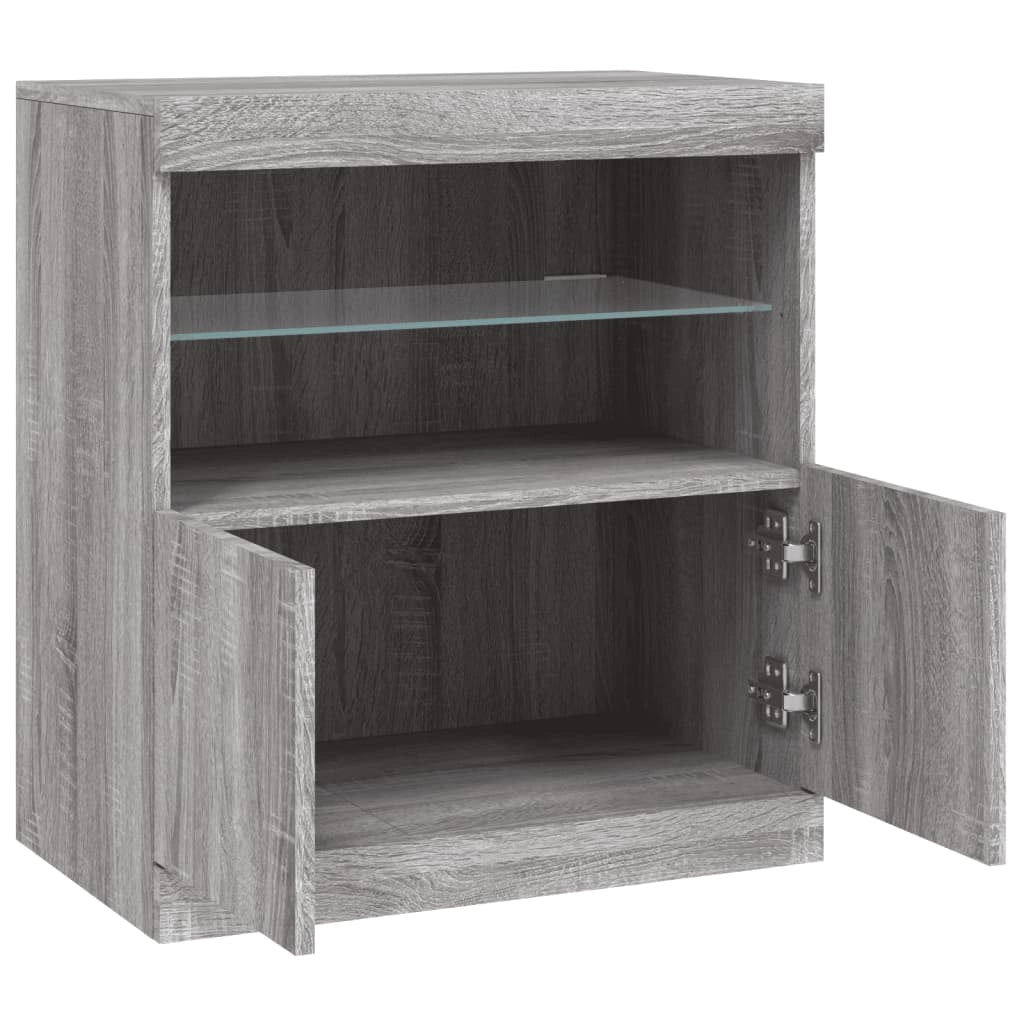 Buffet credenza cassettiera armadio mobile contenitore organizer per cucina soggiorno salotto con luci LED Sonoma 60 x 37 x 67 cm grigio 02_0030080