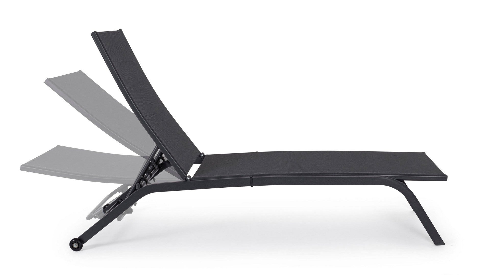 Lettino Prendisole da Giardino con Ruote 63/68x195x101 cm  in Acciaio Raul Antracite