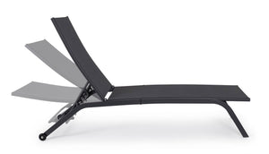 Lettino Prendisole da Giardino con Ruote 63/68x195x101 cm  in Acciaio Raul Antracite