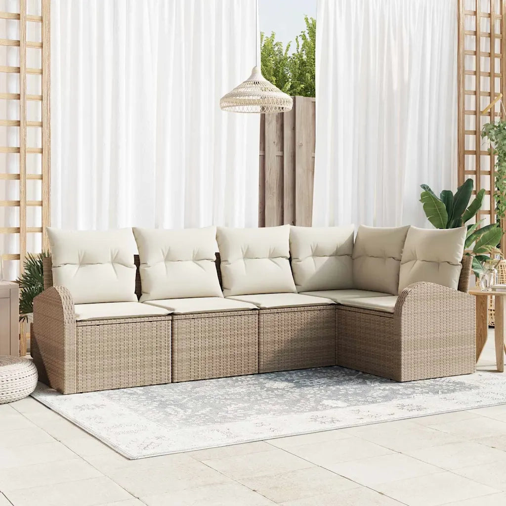 Set di divani con cuscino 5 pcs Beige Poliestere