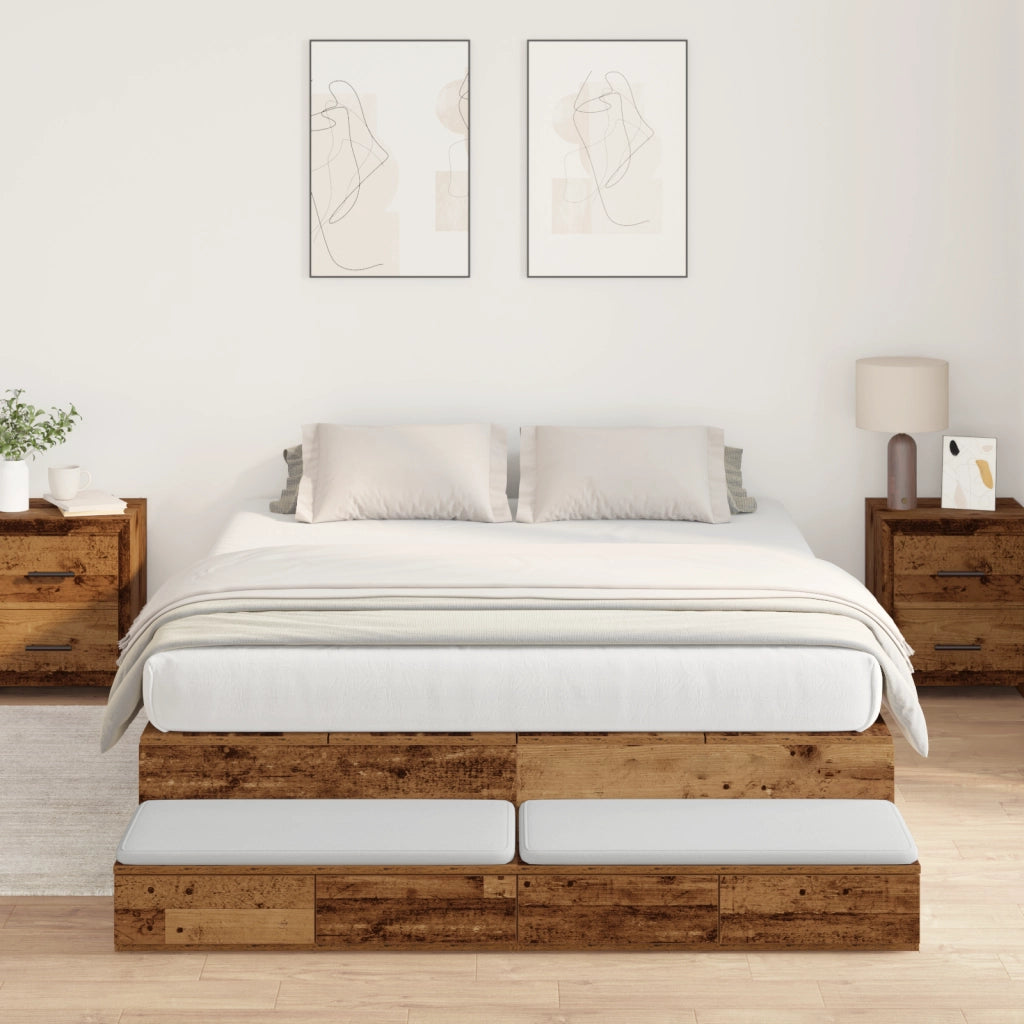 Struttura Letto con Contenitore in Legno Vecchio 150x200 cm