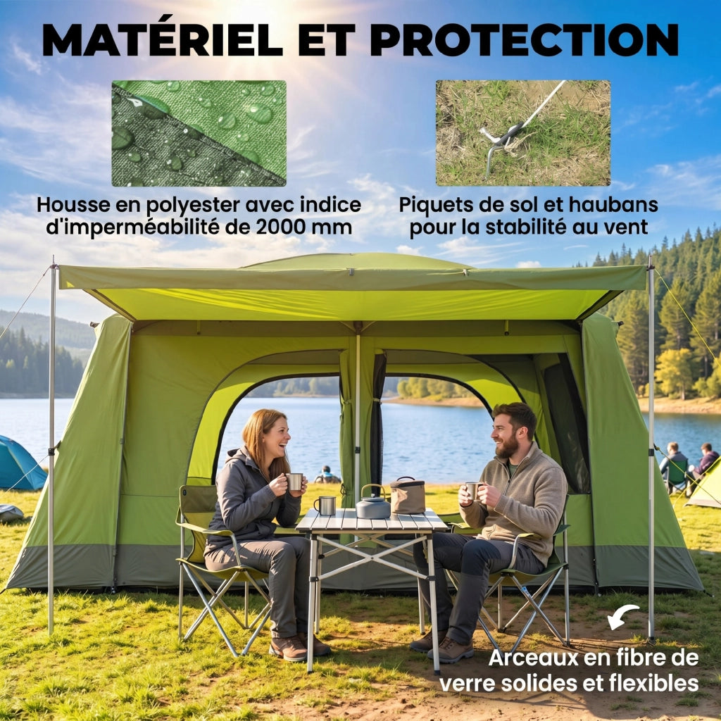 Tenda da campeggio 4 posti con veranda ¨C zephmum ¨C verde