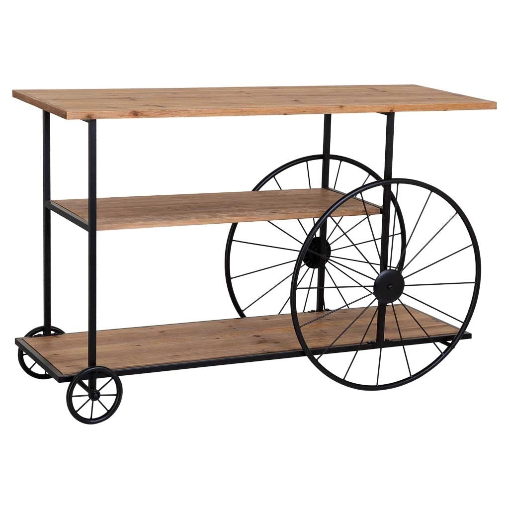 Console in legno e metallo laccato nero con 2 ripiani 120x42x78h cm