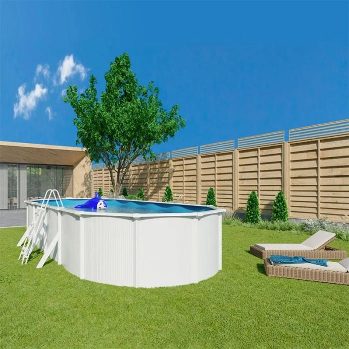 Piscina Fuori Terra Steel White - 7,30 X 3,65 X H.1,32 M - Kit Pro