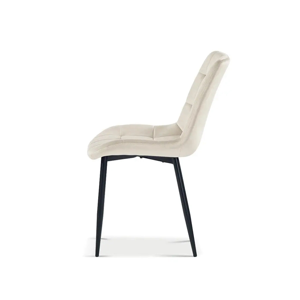 Sedia design KALI – Velluto beige e gambe in metallo