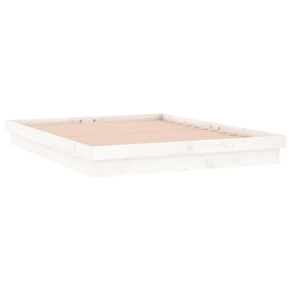 Giroletto LED-Struttura Letto con LED Bianco 135x190 cm Double in Legno Massello 650310