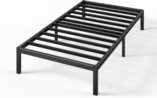 Letto a Piattaforma in Metallo, Struttura da Letto 90 x 200 cm, Struttura da Letto in Metallo, Letto Moderno per Adulti, Bambini, Adolescenti, Assemblaggio Facile, Letto Singolo, Nero, 36 cm H