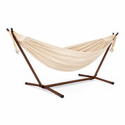 Amaca Da Giardino Con Supporto In Acciaio Portata 200 Kg Altezza Regolabile Telo Cotone Resistente Esterno Terrazzo Piscina Balcone Con Borsa Supporto Marrone 265 x 110 x 100 Cm Beige