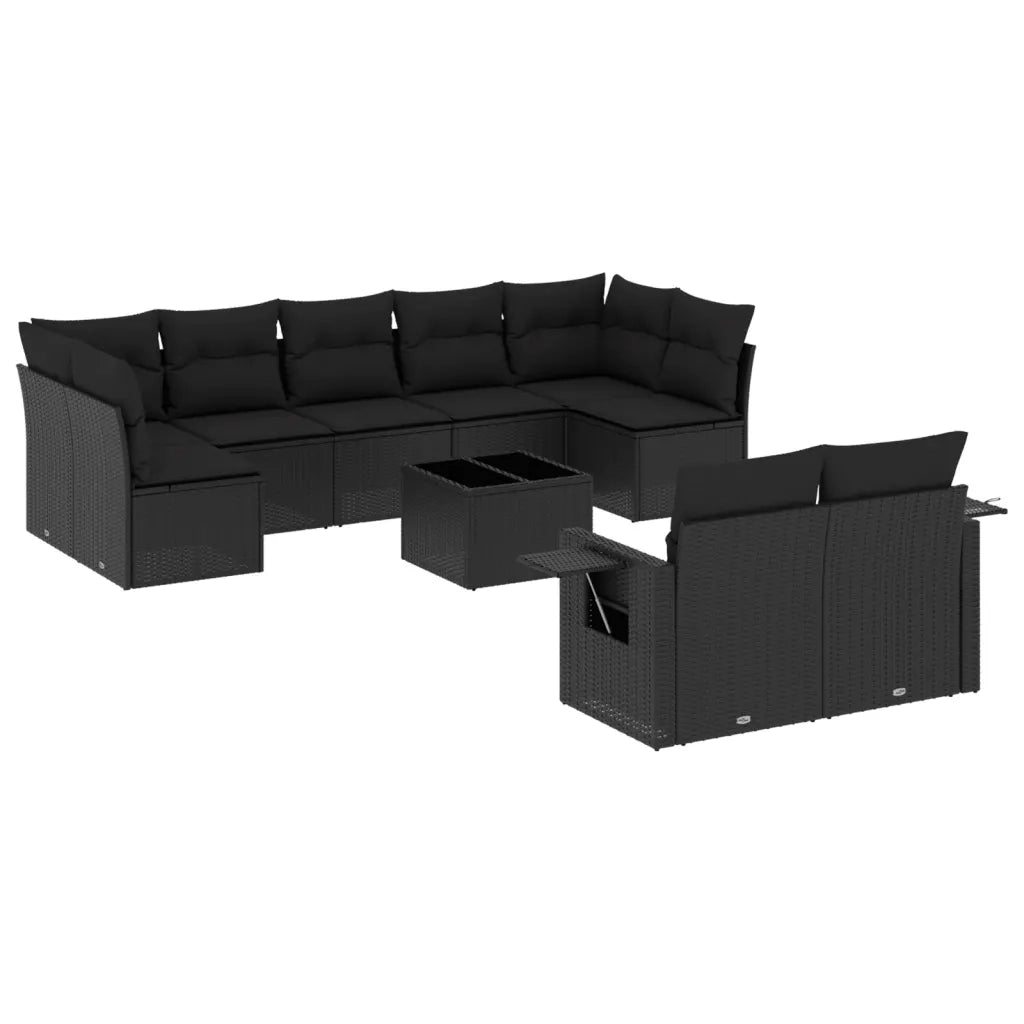 Set Divani da Giardino 10pz con Cuscini in Polyrattan Nerocod mxl 113279