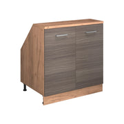 Mobile cucina sottotetto R-Line Grigio nobile/Rovere dorato 80 cm con 2 porte, carcassa 60 cm profondità Vicco