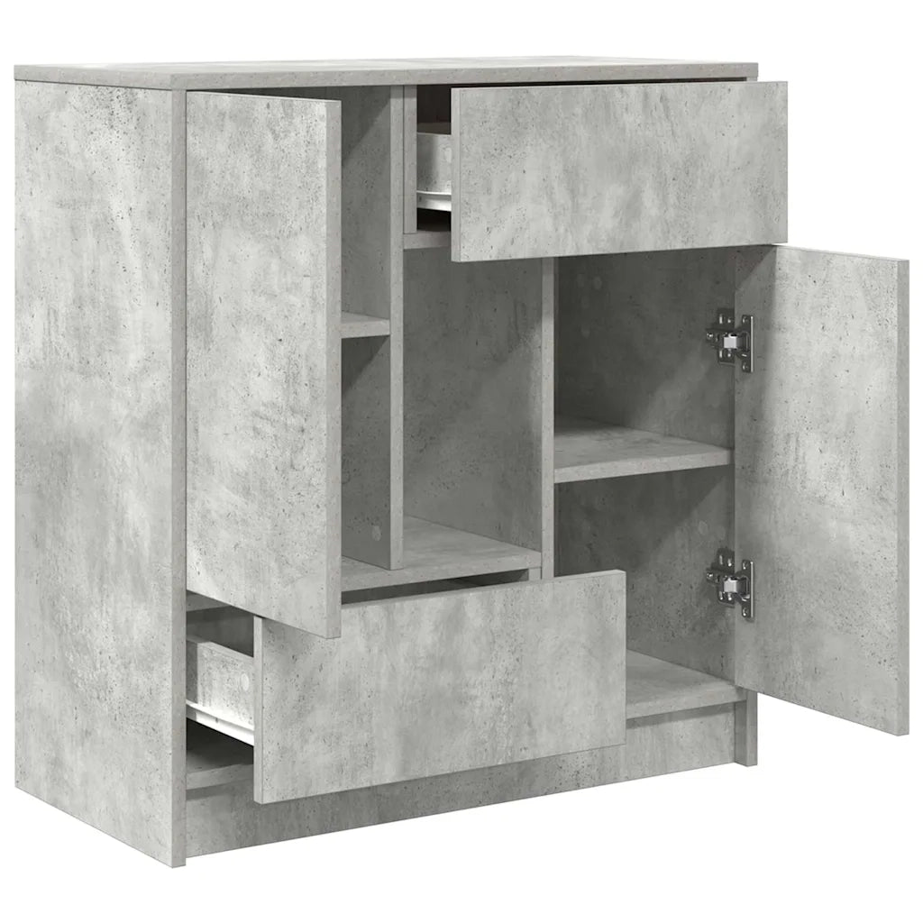Credenza con Cassetti e Ante Grigio Cemento 70,5x34x74,5 cm 861844