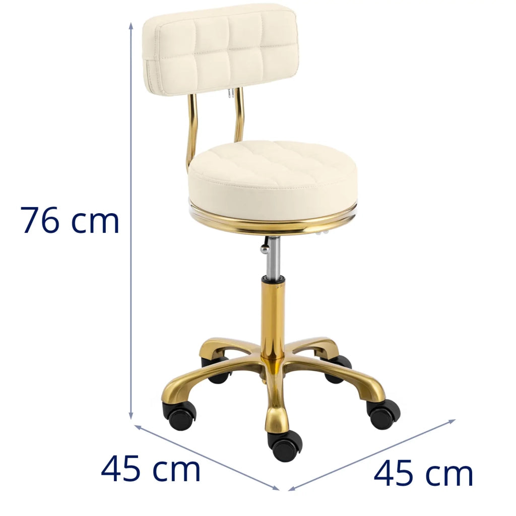 Sgabello girevole con schienale portata 150 kg alluminio PVC compensato schiuma sintetica beige e oro 14_0010112