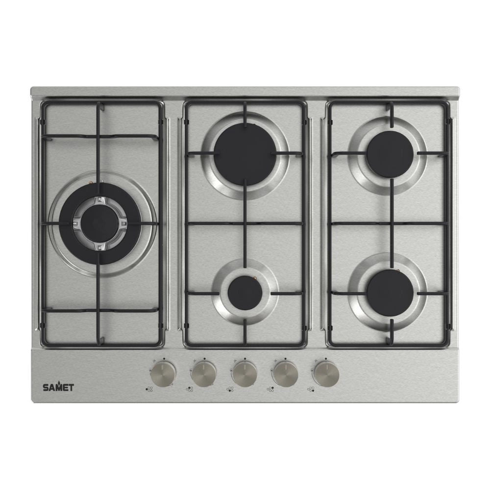 Piano cottura Ercole2 a gas da incasso 5 fuochi 70 cm. in acciaio inox