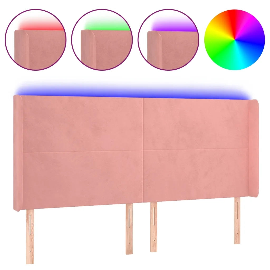 Testiera a LED rosa 183x16x118/128 cm in Vellutocod mxl 97882