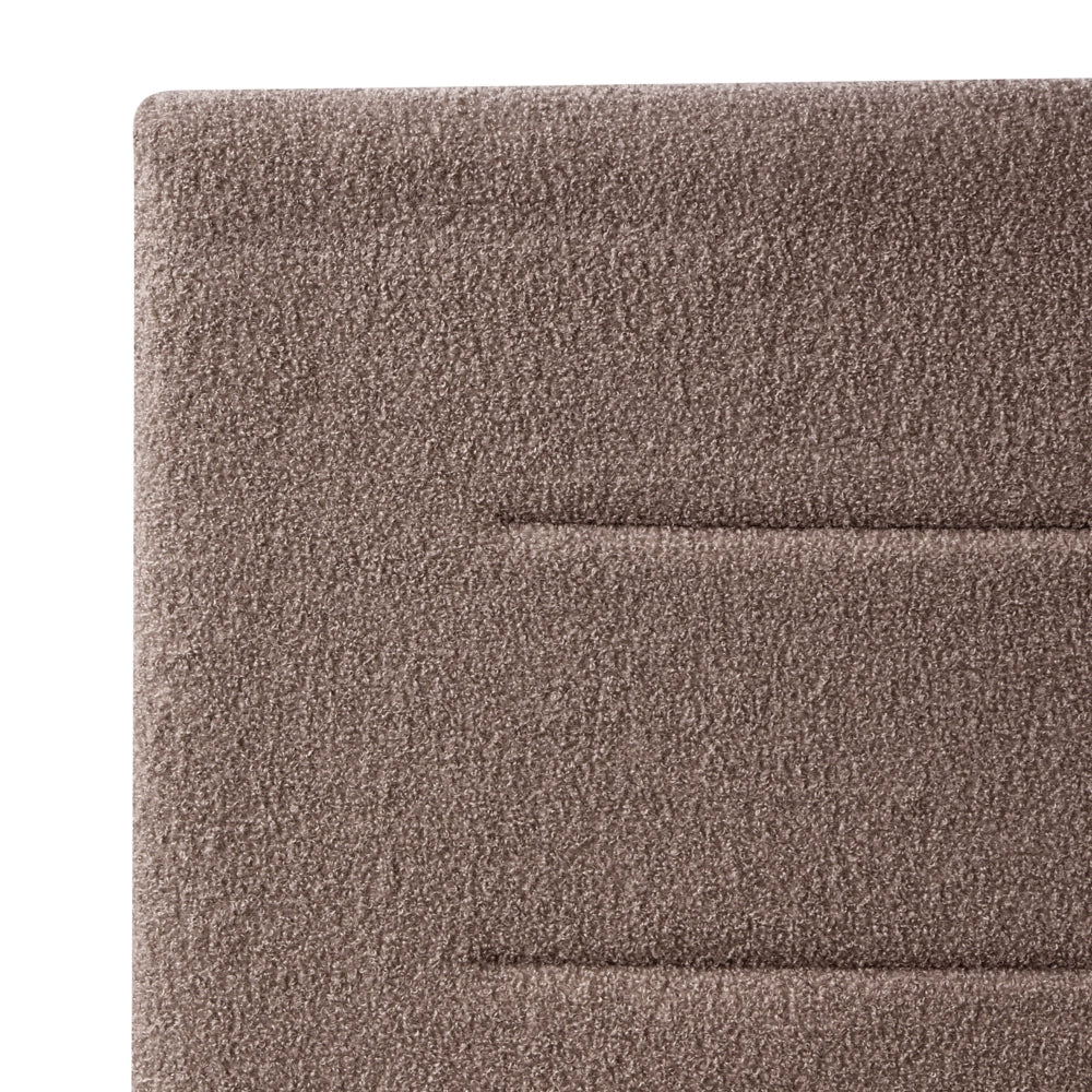 Letto ottomano tortora bouclé 140x200 cm con testiera sollevabile e base a doghe Design moderno