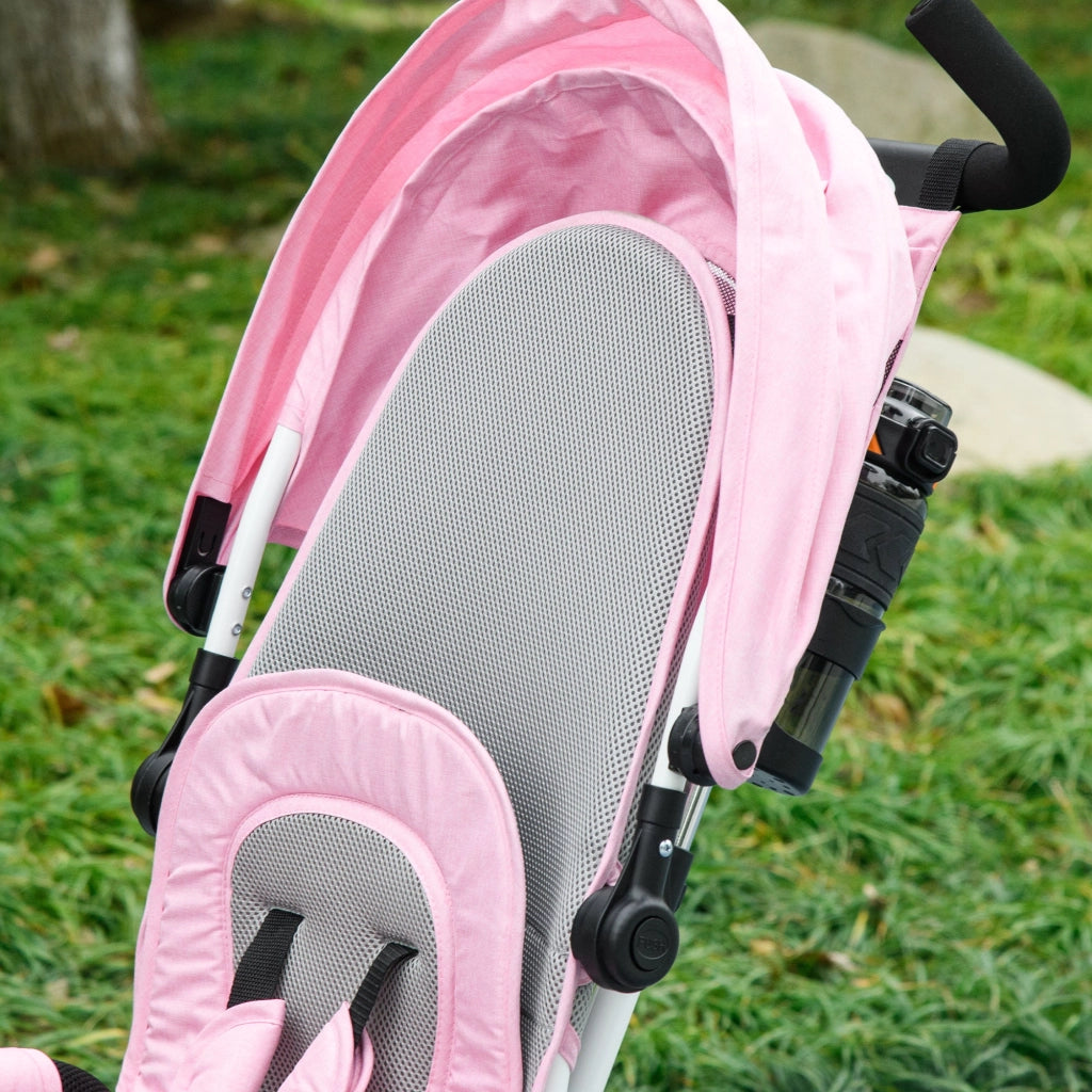 Triciclo per Bambini 1-5 Anni 102x49x102 cm con Maniglione e Tettuccio Regolabile Bianco e Rosa