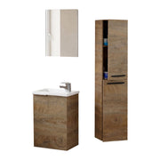 Osnago, set Mobili Bagno Specchio Incluso, Marrone Quercia