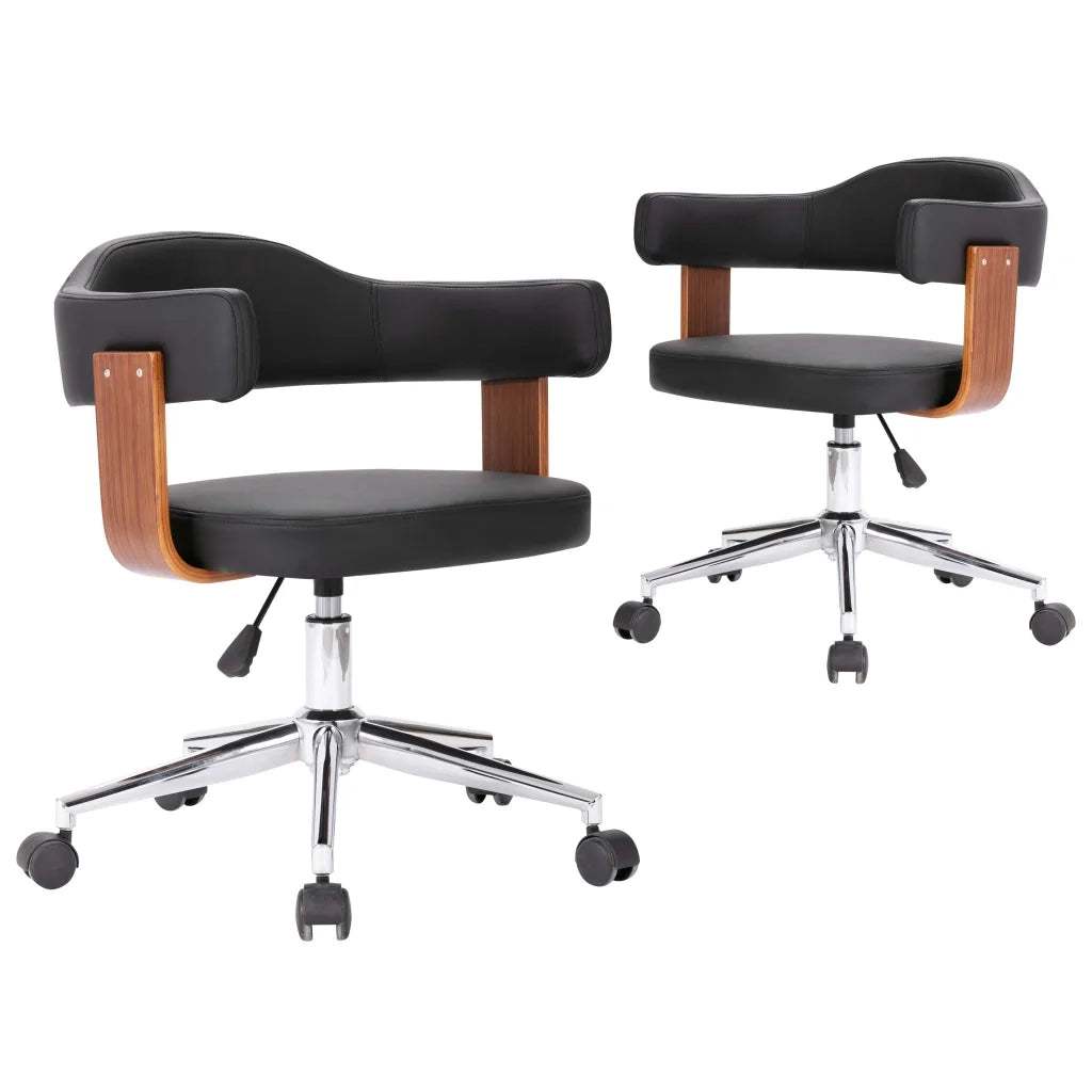 Sedie da Pranzo Girevoli 2 pz Nere in Legno Curvo e Similpelle cod mxl 17213