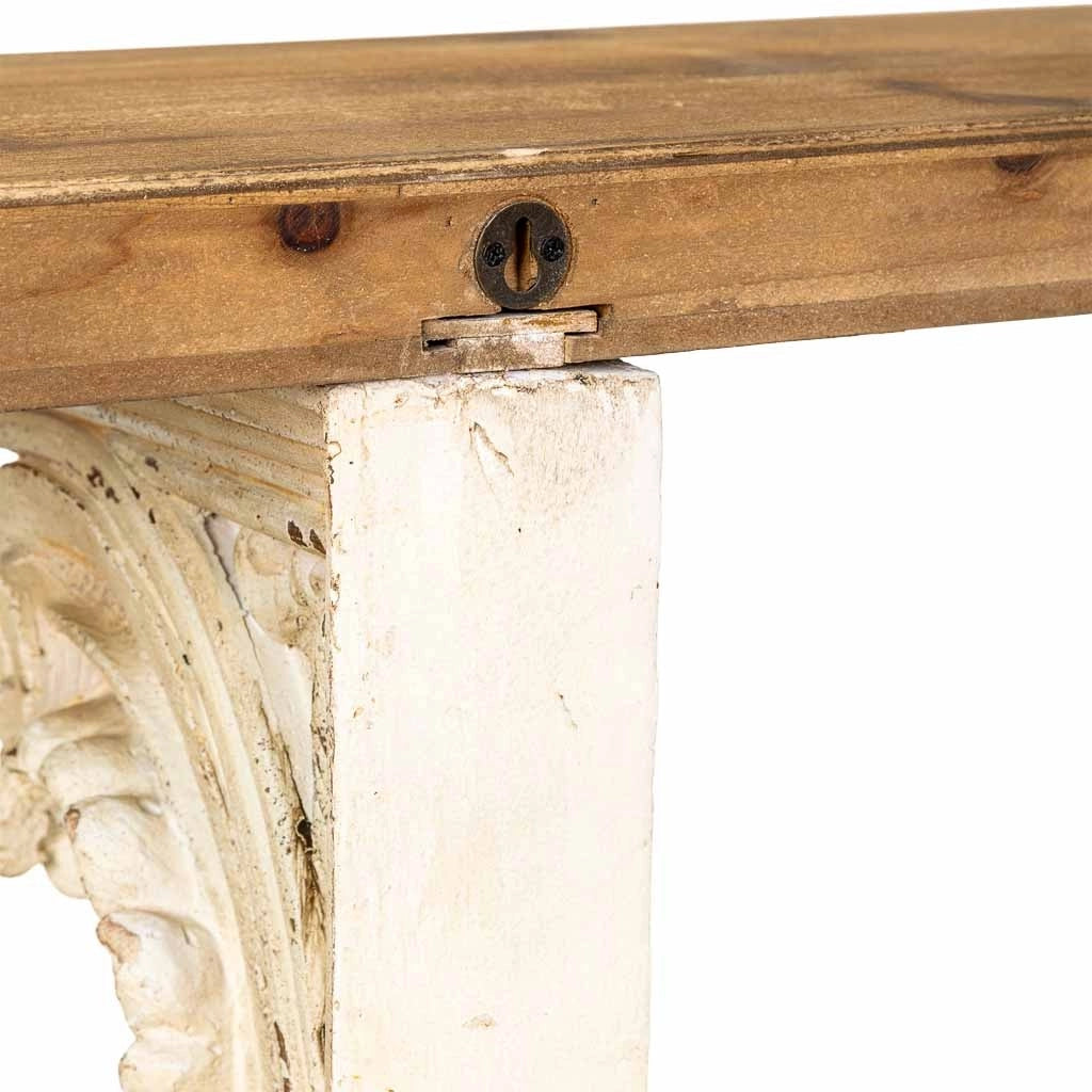Mensola da parete in magnesio e legno, marrone e bianco, 110x29x40h cm