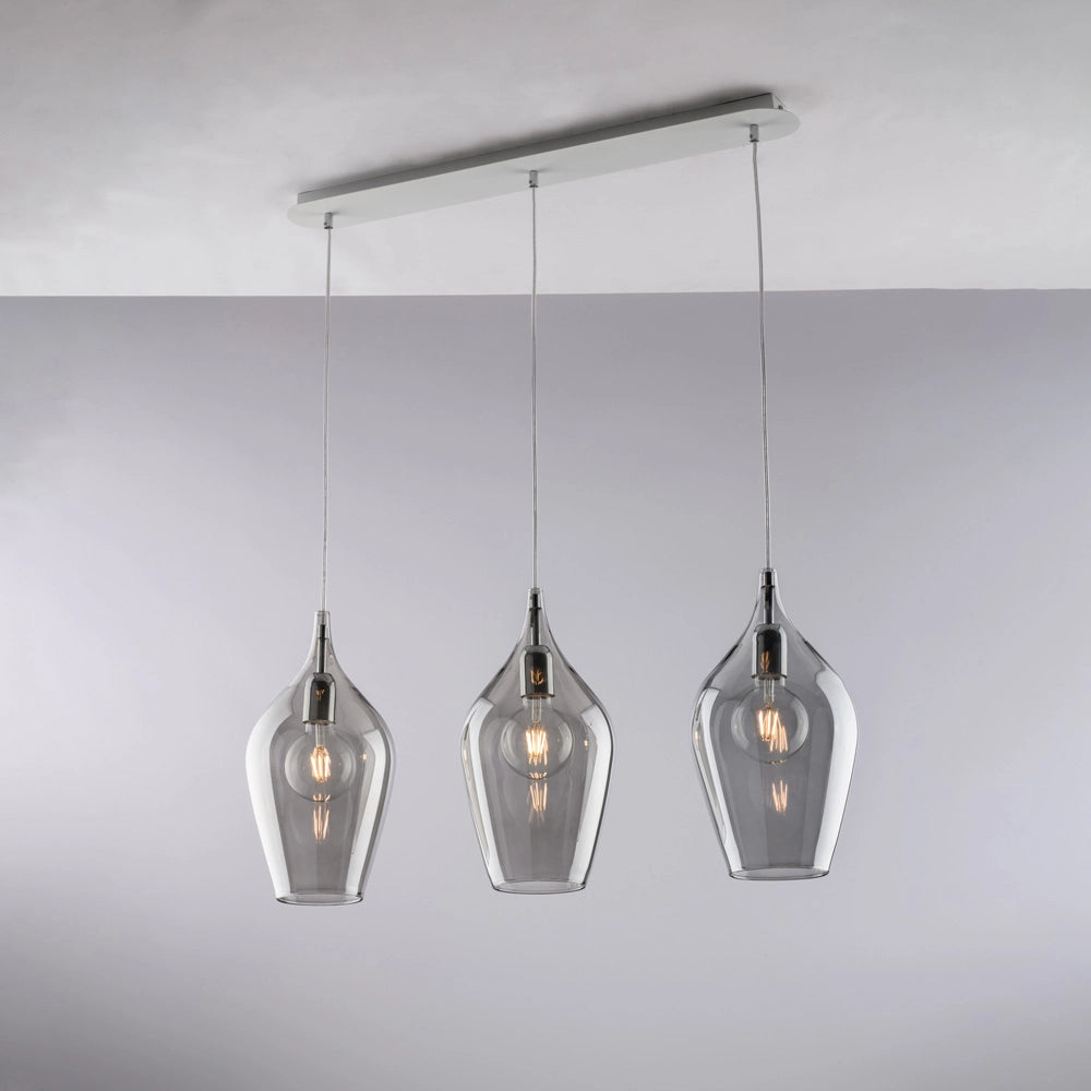 Lampada binaria in ferro con vetri 75x10x41