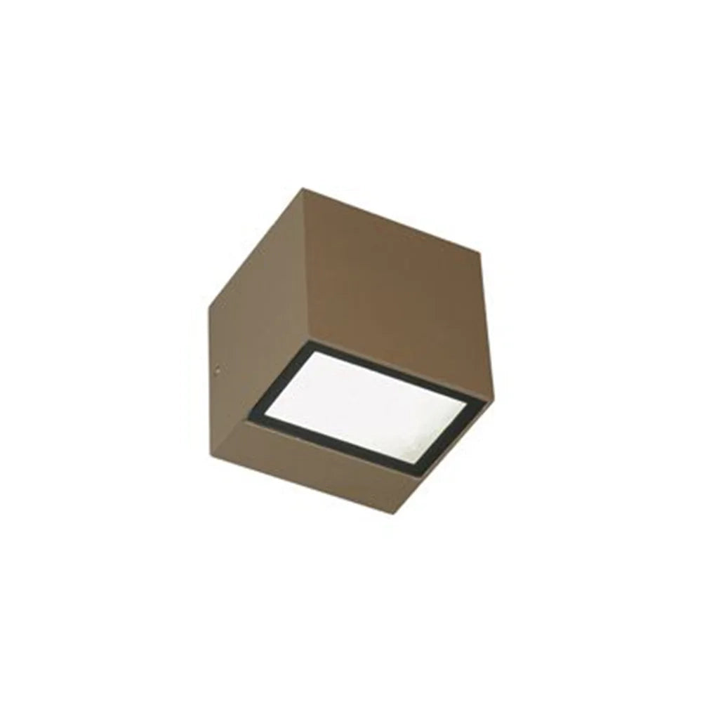 Applique Da Esterno Mini Biemissione Box Alluminio Caffè 5,5+5,5W Led 3000K