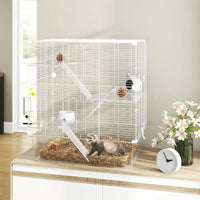 Gabbia per Roditori 73x47x80 cm Multilivello con Accessori Inclusi in Acciaio e PET Bianco