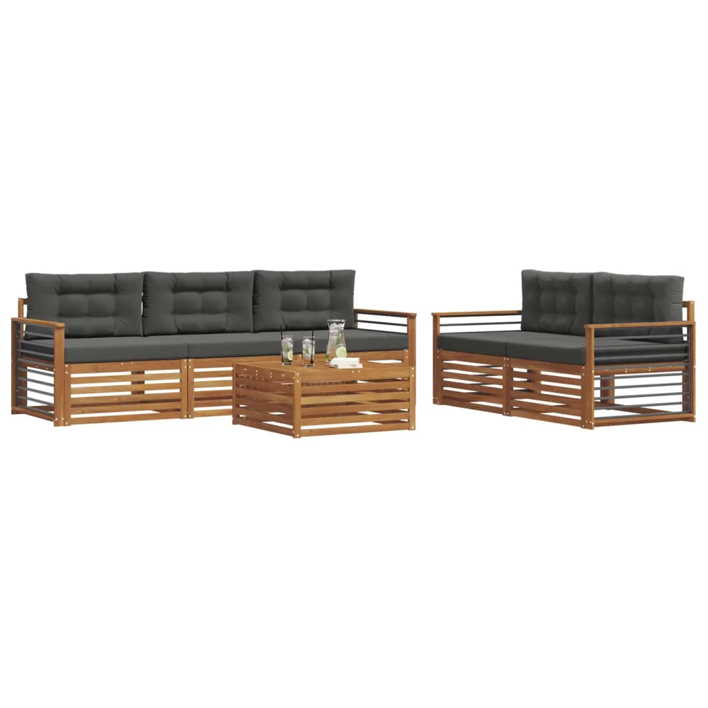 Set di divani da esterno con cuscino 6 pcs Naturale e Antracite 3373032