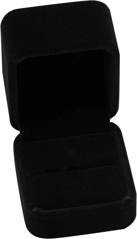 Scatola di Presentazione in Velluto con Coperchio per Anelli di Fidanzamento e Matrimonio - Scatola di Cartone per Gioielli - Nero - Scatole di Regalo per Anelli