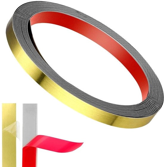 Listello dorato - autofibro - 6 m x 10 mm - acciaio inossidabile