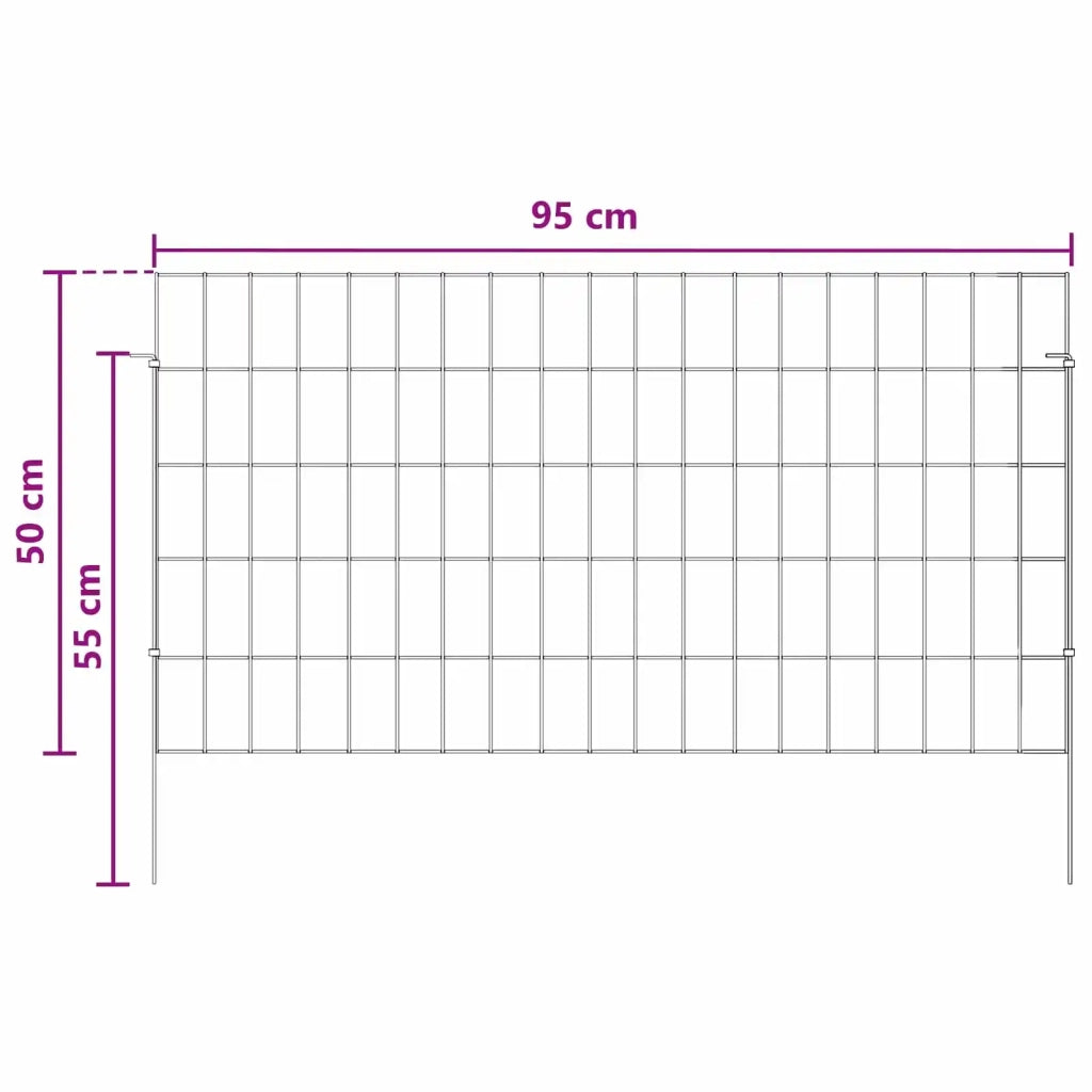 Recinzione da Giardino con Picchetti 12 pcs 95 x 50 cm Mesh 42042972