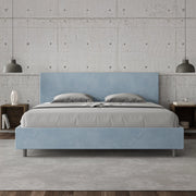 Letto imbottito Matrimoniale 200x200 cm Adele - Senza rete,Microfibra,Azzurro