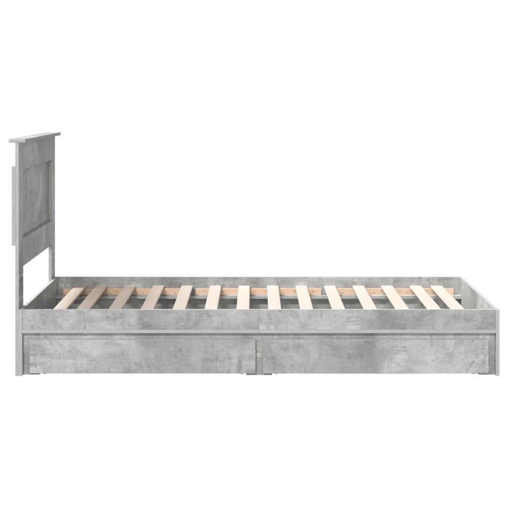 Letto con Contenitore con testiera Grigio cemento 75 x 190 cm 3410281