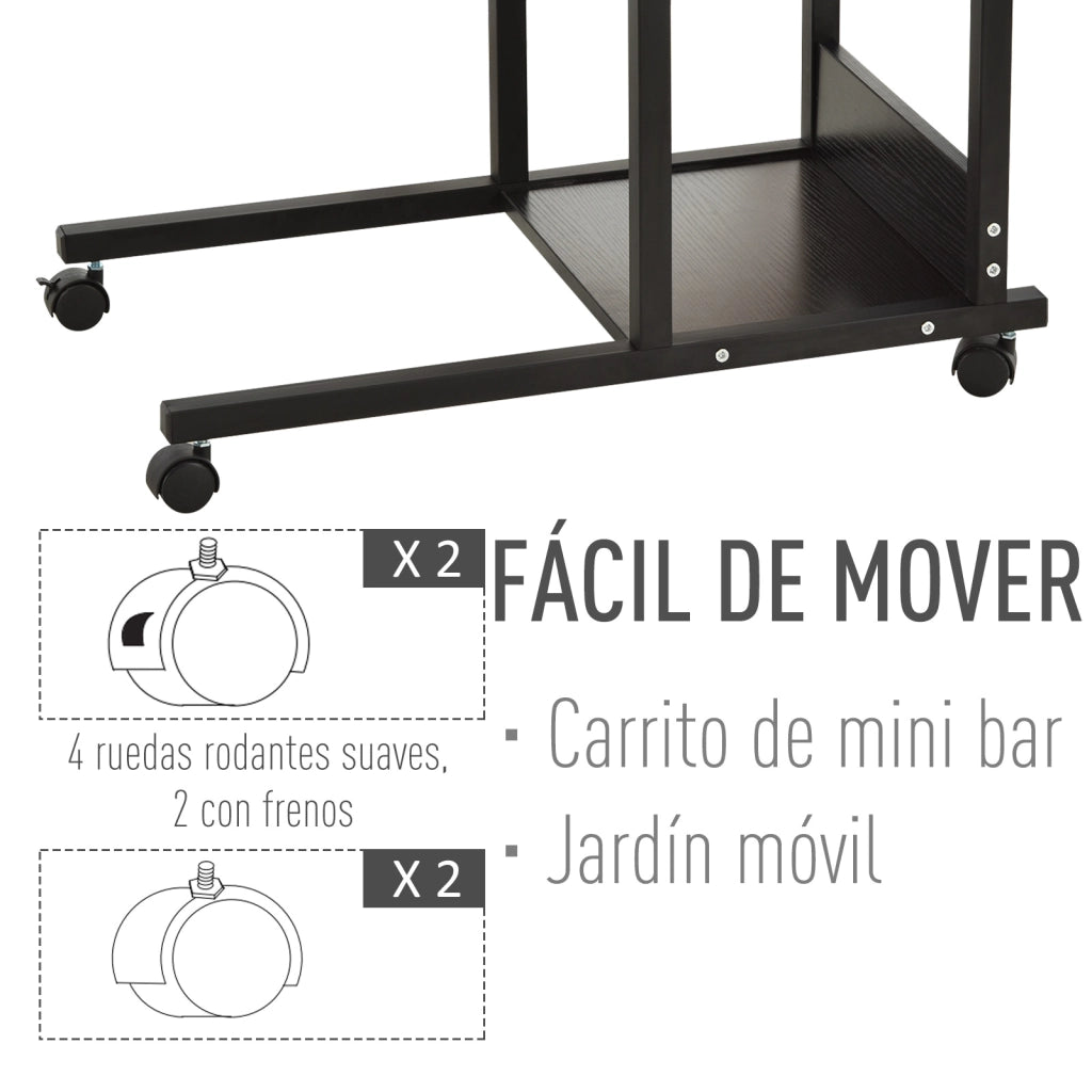 Tavolino con ruote ¨C zephmum ¨C nero 80x40x72-82 cm