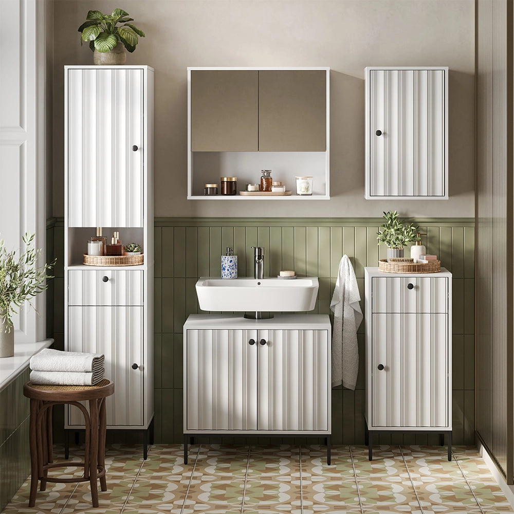Vicco Specchio contenitore bagno Ondulazione bianca 70 x 65 cm