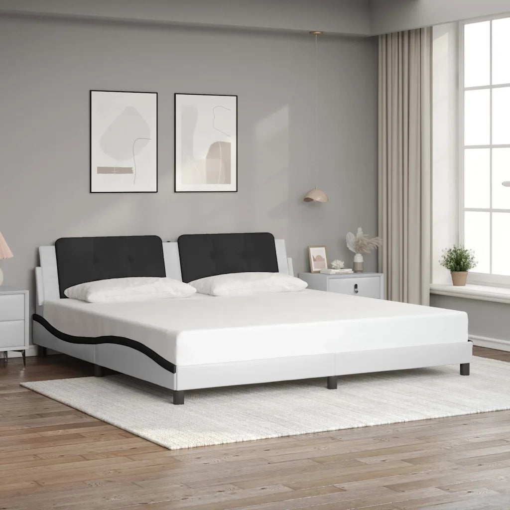 Giroletto con Testiera Bianco e Nero 200x200 cm in Similpelle
