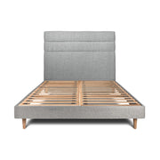 Letto 150x190 cm con testiera in linea - tessuto bouclé