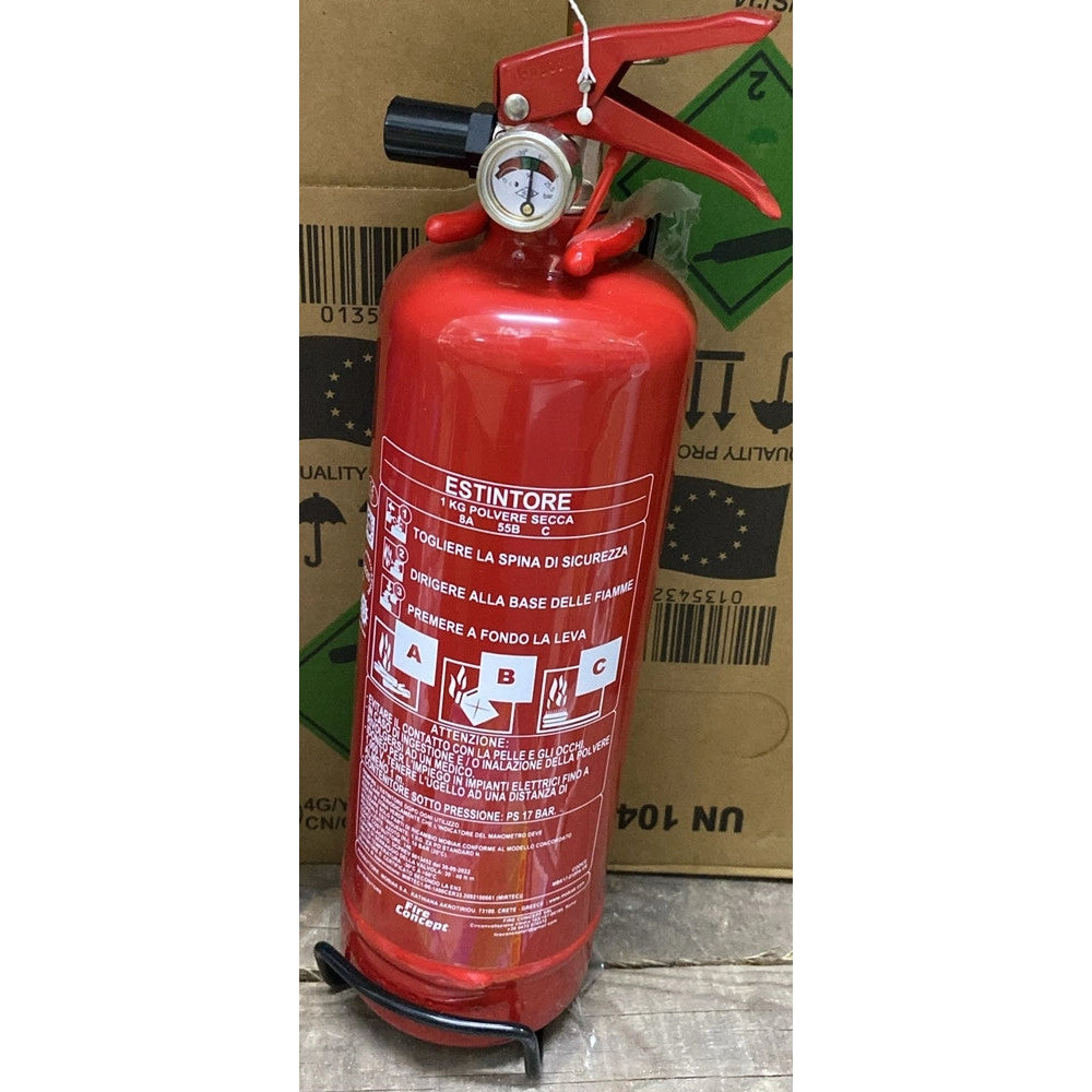 Trade Shop - Estintore A Polvere Secca Da 1 Kg Dispositivo Portatile Spegni Incendi Classe 8a 55b C -