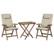 Set da giardino in acacia massiccia naturale con cuscini tortora in stile rustico