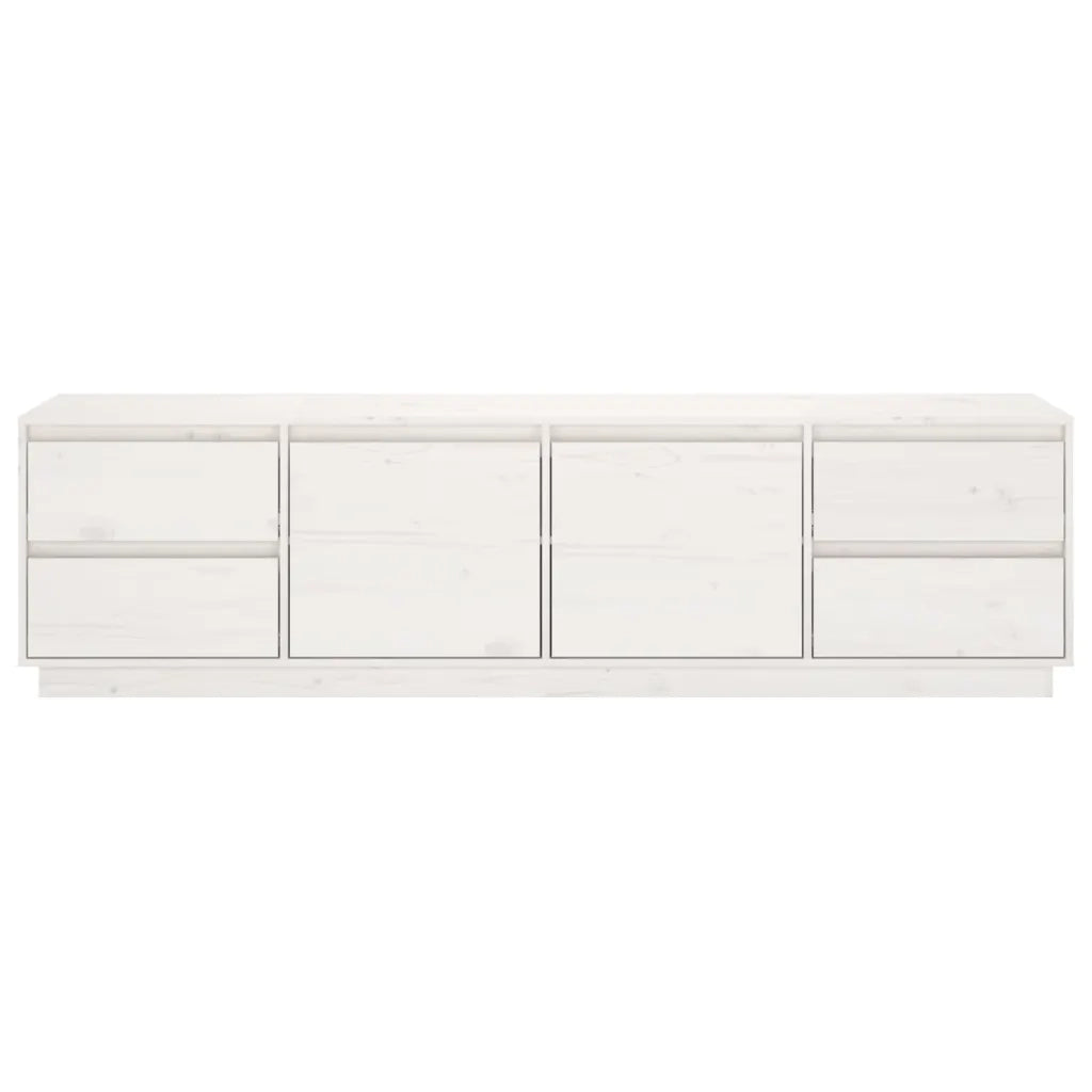Mobile Porta TV-Credenza TV Bianco 176x37x47,5 cm in Legno Massello di Pino