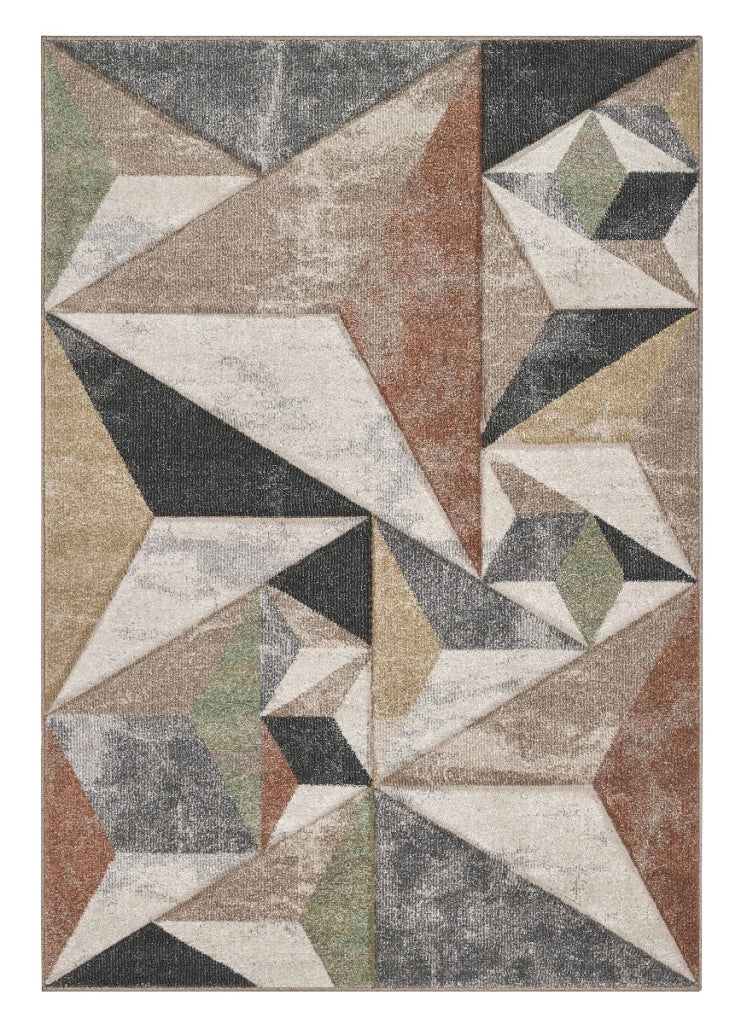 Tappeto FUNNY F8381 grigio beige cm.200x290 design contemporaneo optical effetto 3D