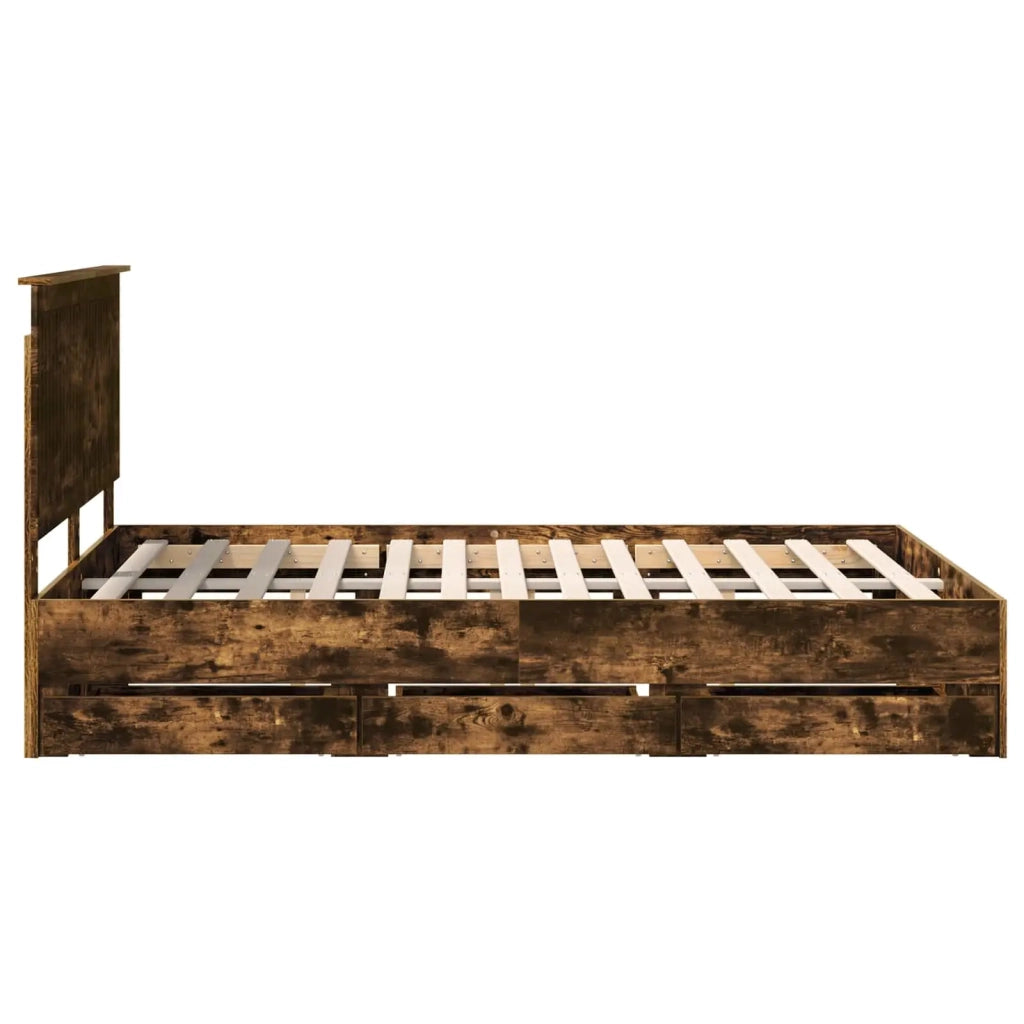 Struttura del letto con cassetto Rovere fumé 135 x 190 cm