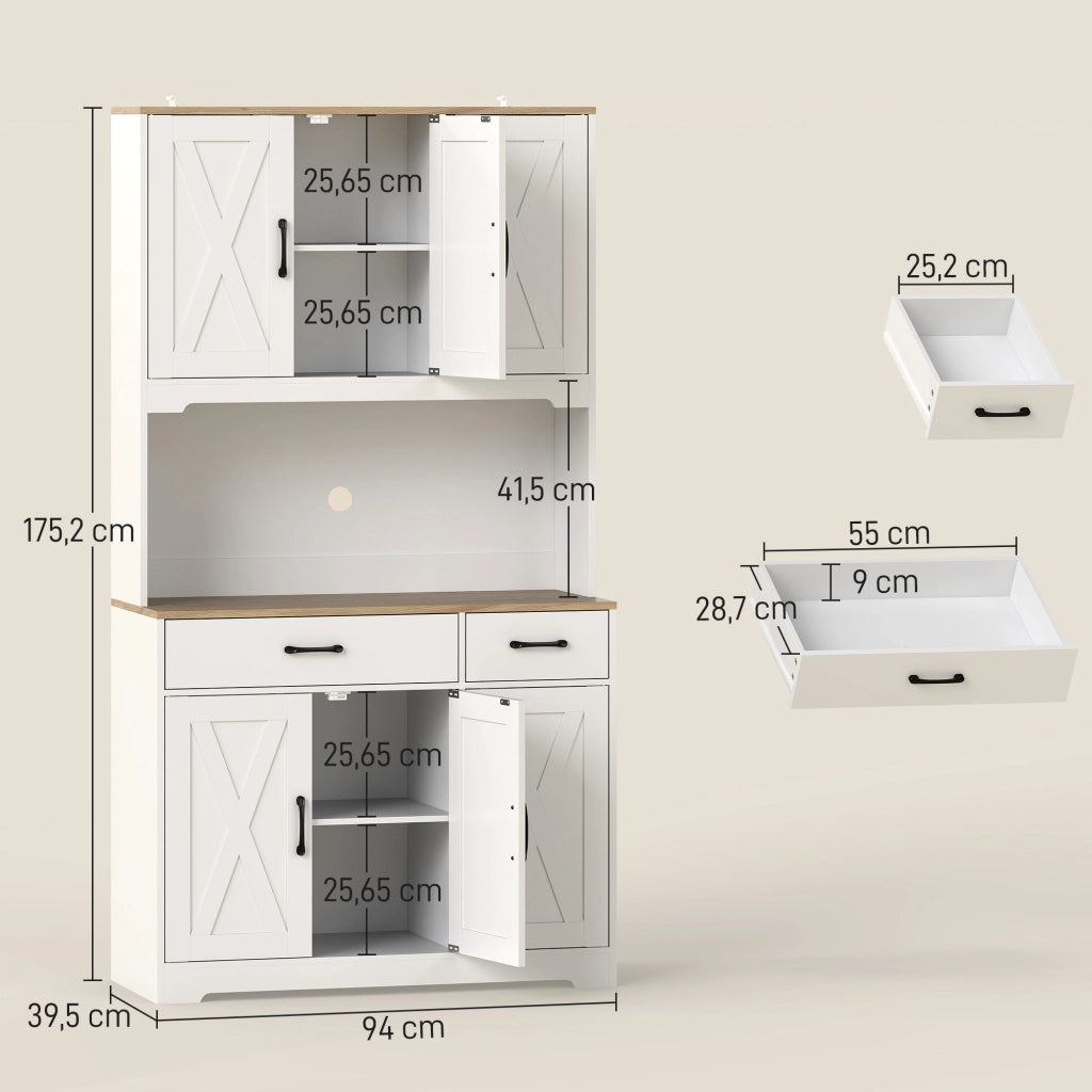 Armadio da Cucina con 6 Ante e 2 Cassetti ¨C Zephmum ¨C Bianco 90x51x