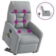 Poltrona Alzapersona Massaggi Elettrica Grigio Chiaro Tessuto
