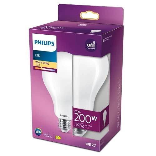 Lampada a LED Calda 2700K Philips Goccia 23 W=200W E27 3452 Lm 4 Pezzi