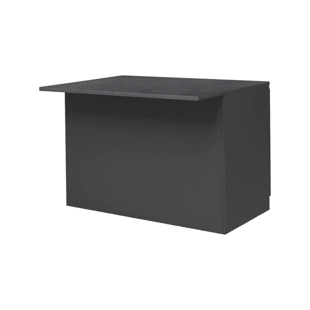 Isola da cucina Analiza, Tavolo ausiliario portaoggetti, Mobile da cucina a 2 ante, 100% Made in Italy, 125x90h90 cm, Antracite e Ardesia