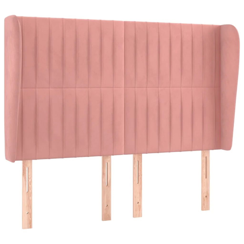 Testiera ad Orecchio-Testata con Orecchie Rosa 147x23x118/128 cm in Velluto 605752