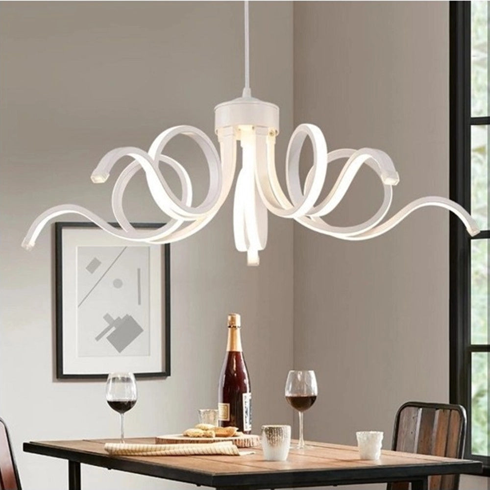 Trade Shop - Lampadario Led A Sospensione 54w Design Curvo Luce Selezionabile 3000k-4000k-6500k B17-3c -
