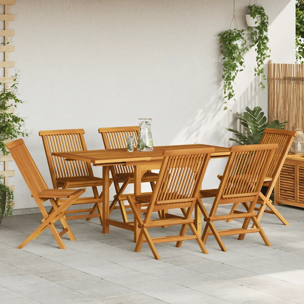 Set da Pranzo da Giardino 7 pz in Legno Massello di Teak