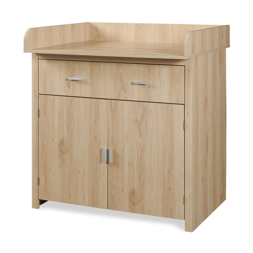 Comò Starler con Piano Fasciatoio Rimovibile Cassetto e Scomparto Chiuso 104 x 96 x 77 cm - Effetto Rovere [en.casa]