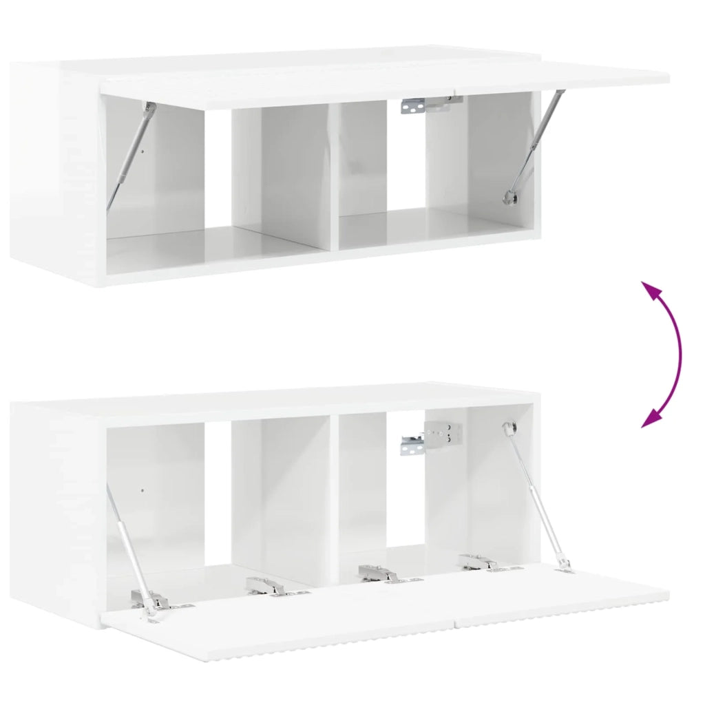 Set di Mobiletto da TV a Parete 4 pcs Bianco Lucido 3408920